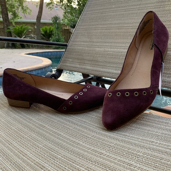 Sonoma Shoes - Sonoma Suede Flats Burgundy Maroon Studded Ballet